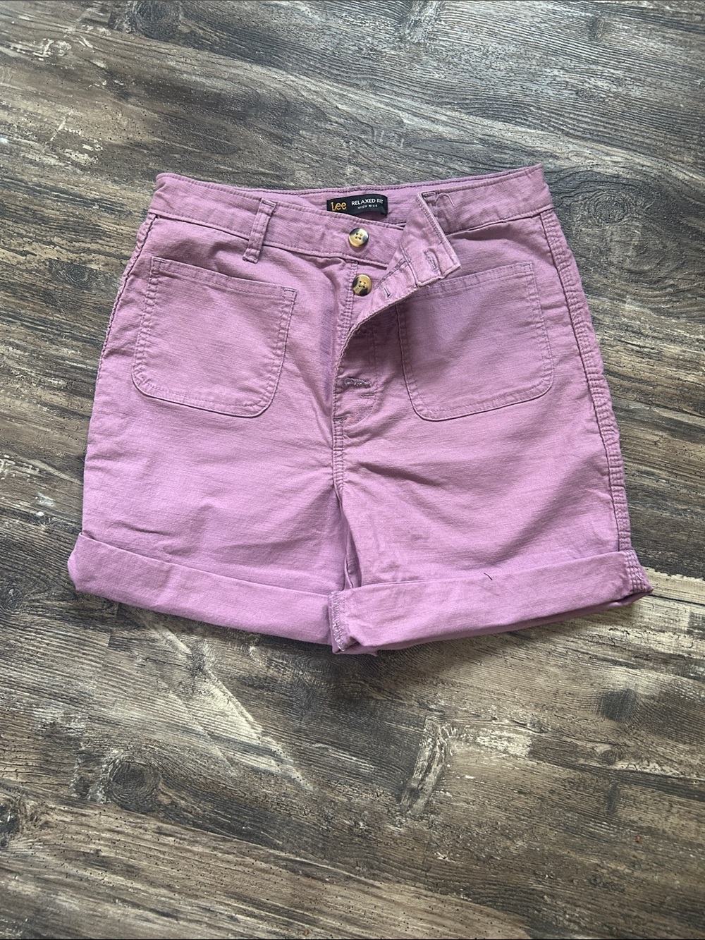 Lee Mauve-Pink Roll Cuff Women's Jean Shorts